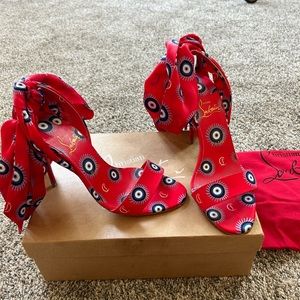 COPY - Blue and red multi color Louboutin Sandal heels, worn once